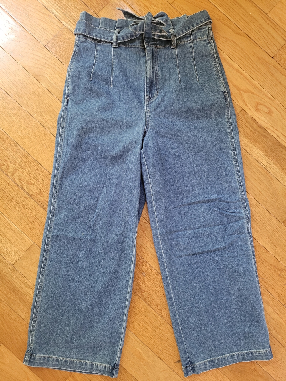 Madewell Paperbag Wide-Leg Jeans Indigo Belted Pleated - Size 28